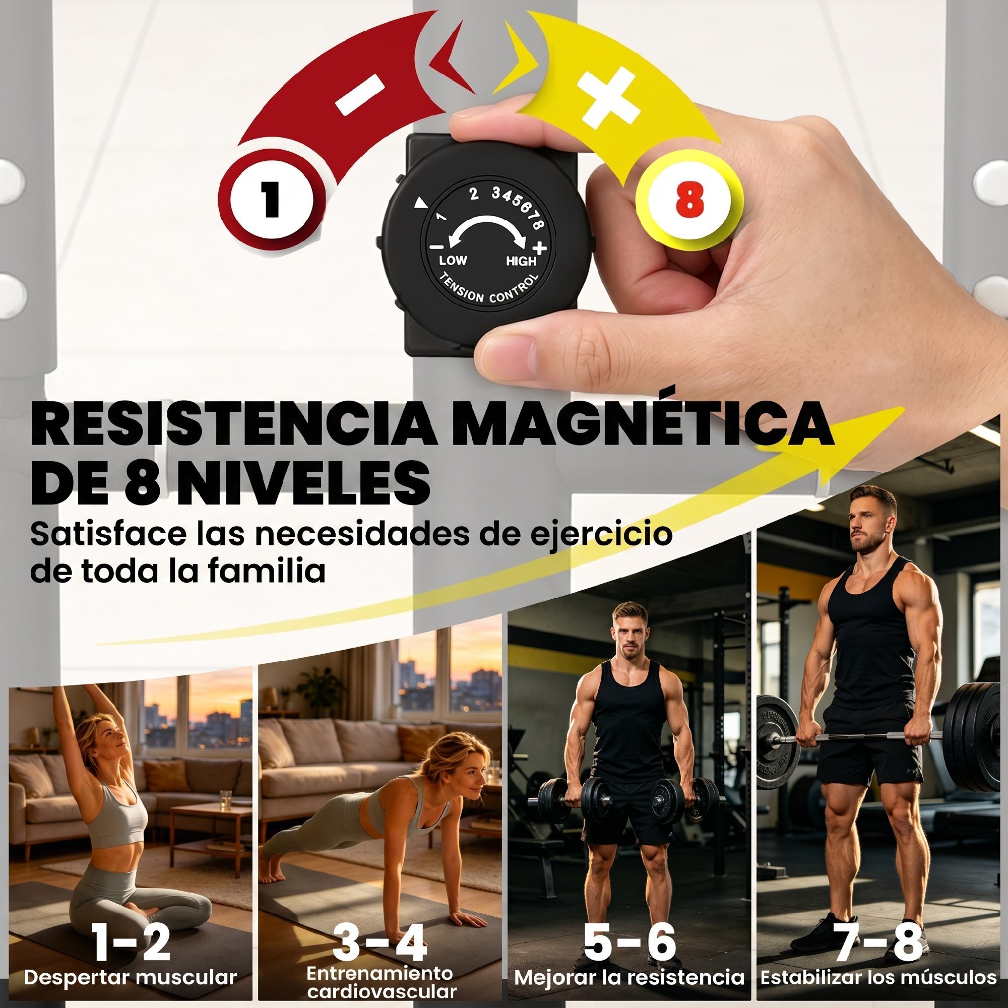 Bicicleta Elíptica para Casa, Máquina Elíptica Silenciosa con Bluetooth Compatible con App, 8 Niveles de Resistencia Magnética, Monitor LCD y Sensor de Pulso, Ruedas, Carga 120 kg
