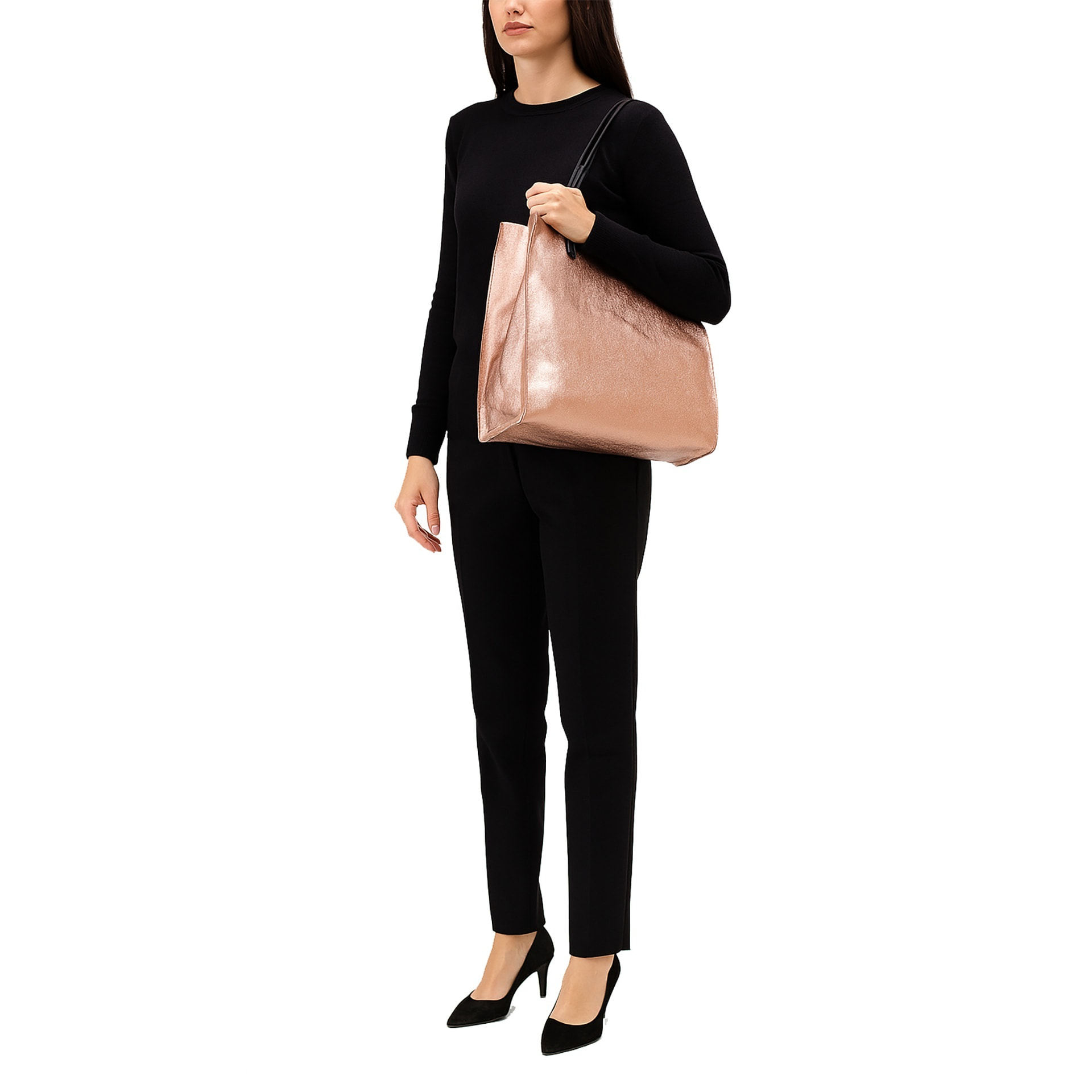 Borsa a mano da donna Made in Italy - Modello Ereva - 100% pelle - 34.5 x 32.0 x 17.0 cm