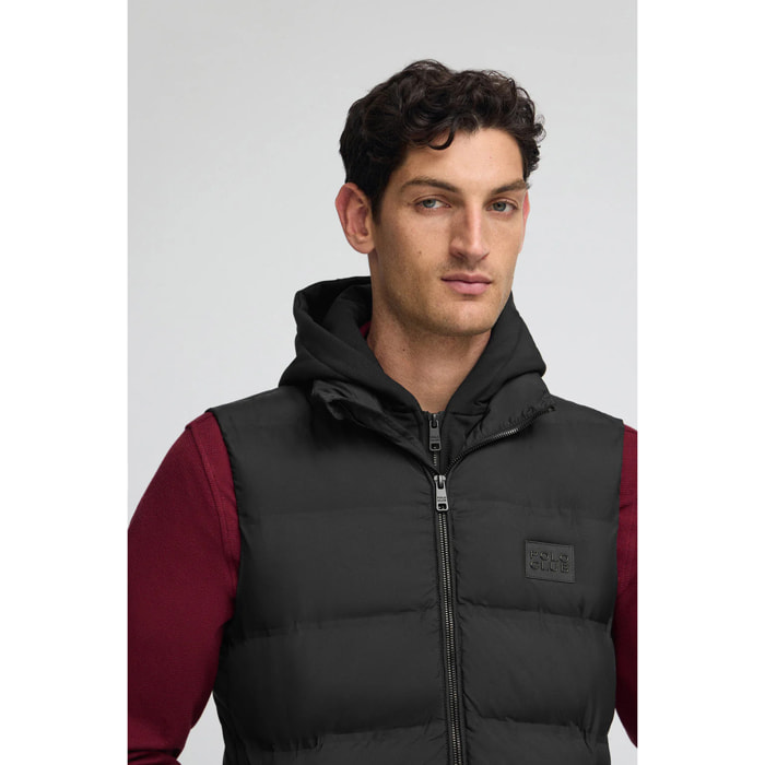Gilet trapuntato nero con logo Polo Club