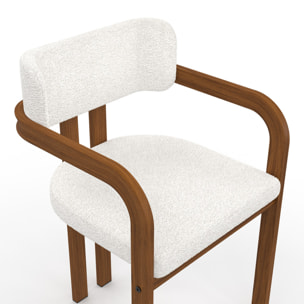 Chaises Elsa avec accoudoirs en bouclette et pieds métal effet noyer - lot de 2