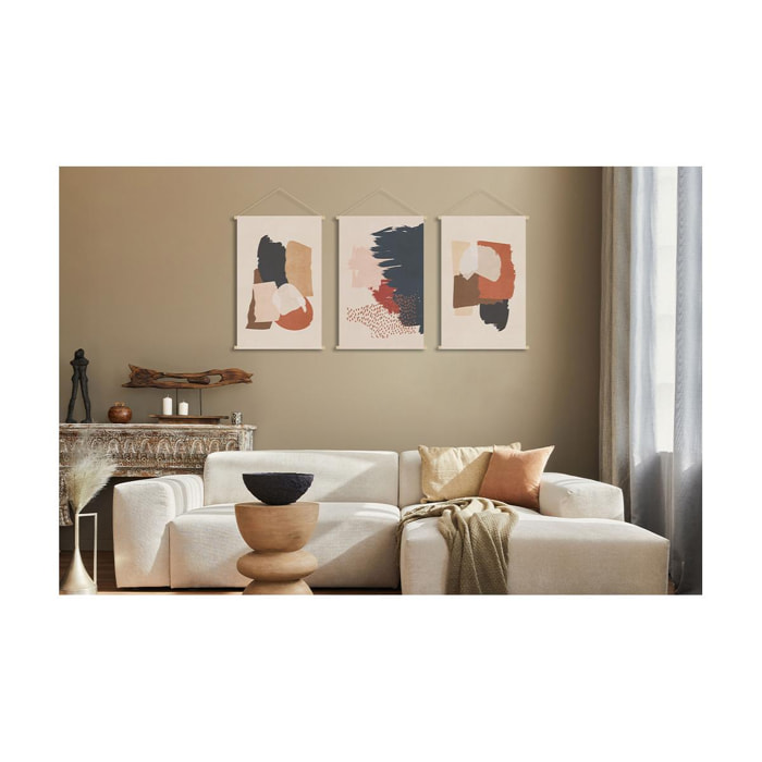 Kakémono tableau en toile suspendue motif abstrait sur fond beige L40 x H60 cm SIWA