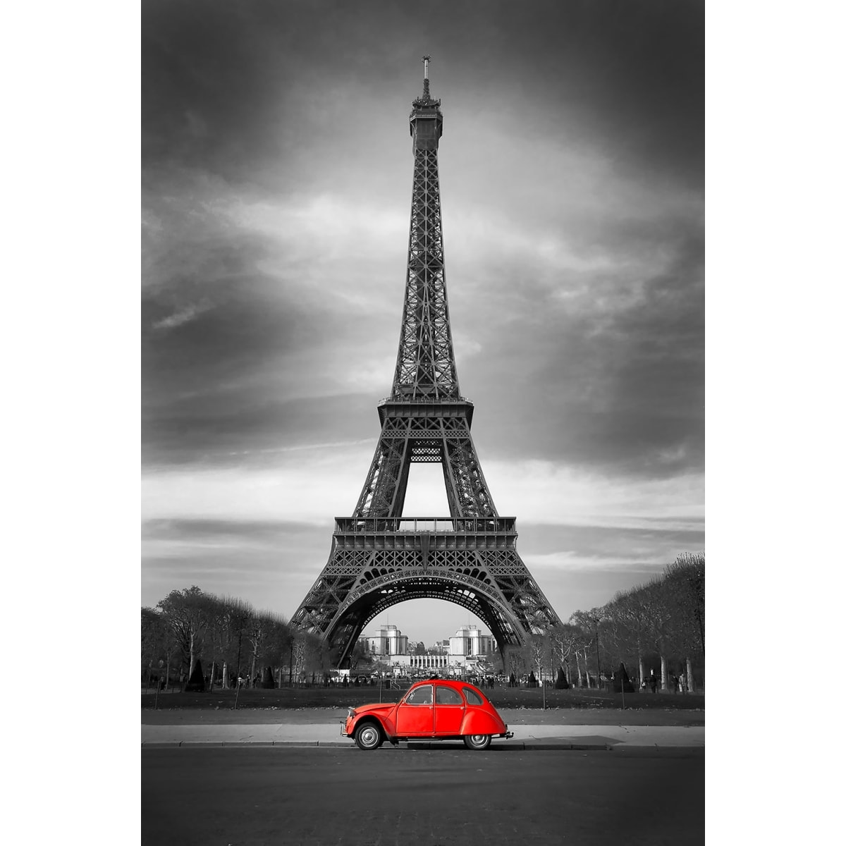 Tableau tour eiffel et voiture rouge Tableau alu Dibond