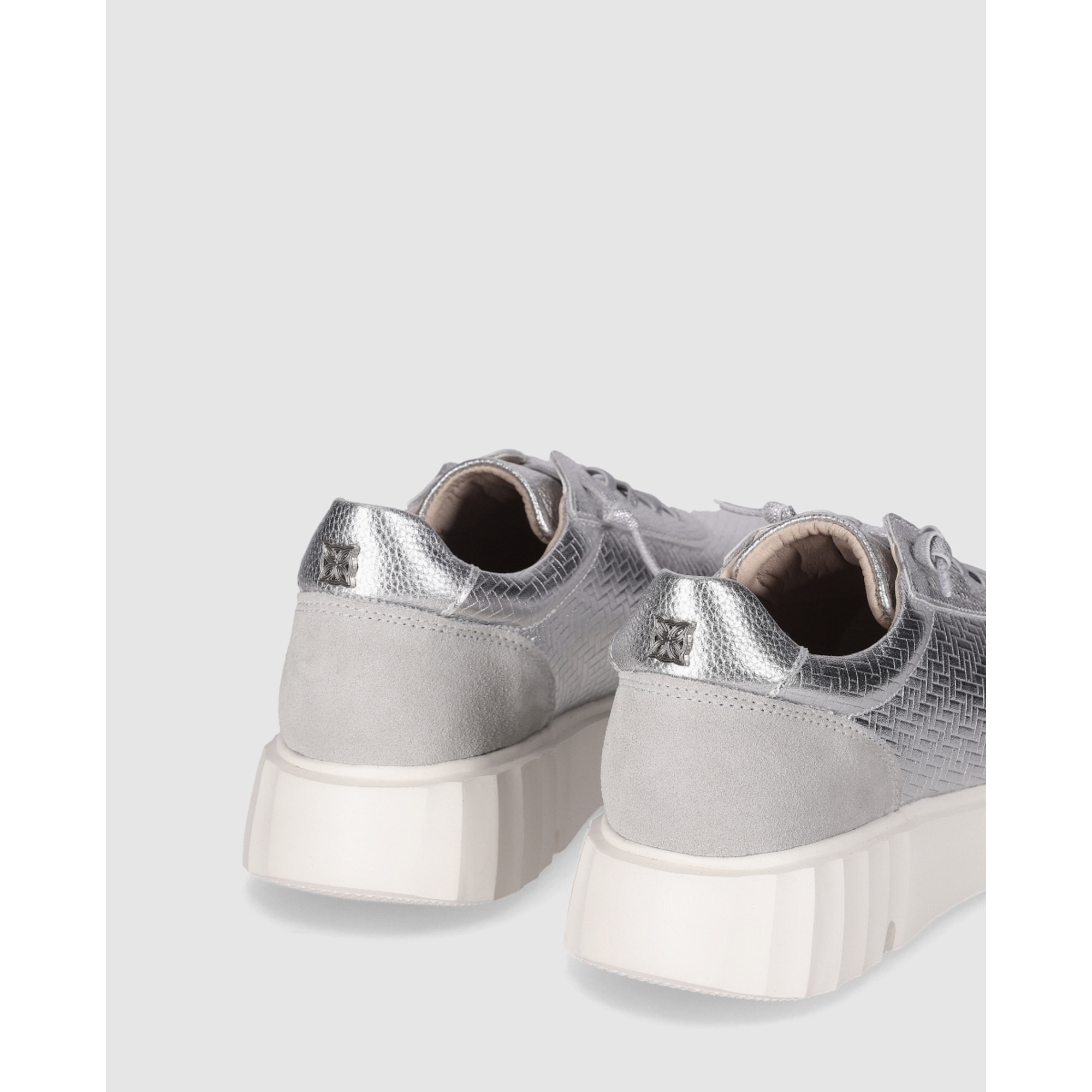 Zapatos de Piel - Plata - Tacón: Bajo