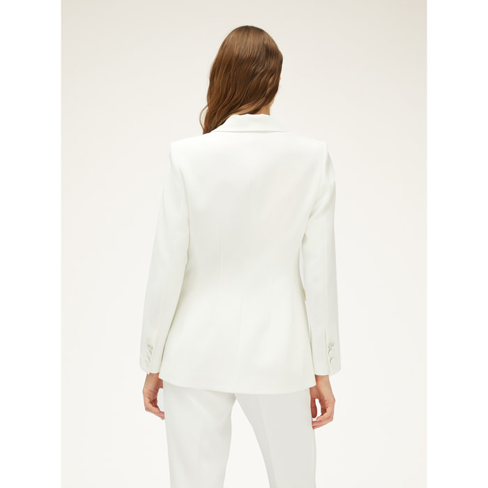 Motivi - Chaqueta de traje de botonadura simple en crepé - Blanco