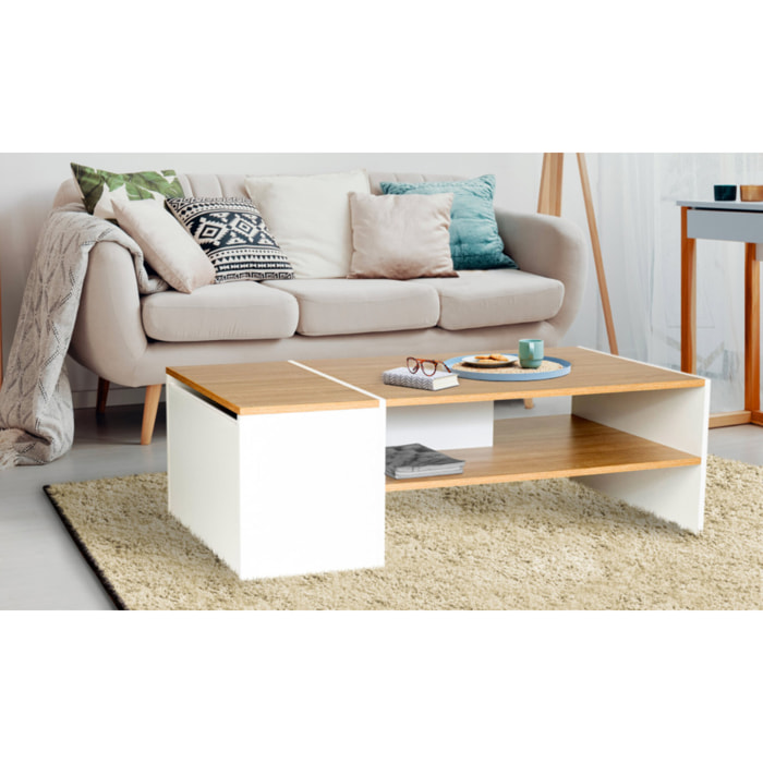 Table basse avec coffre Zoé - Bois - Blanc