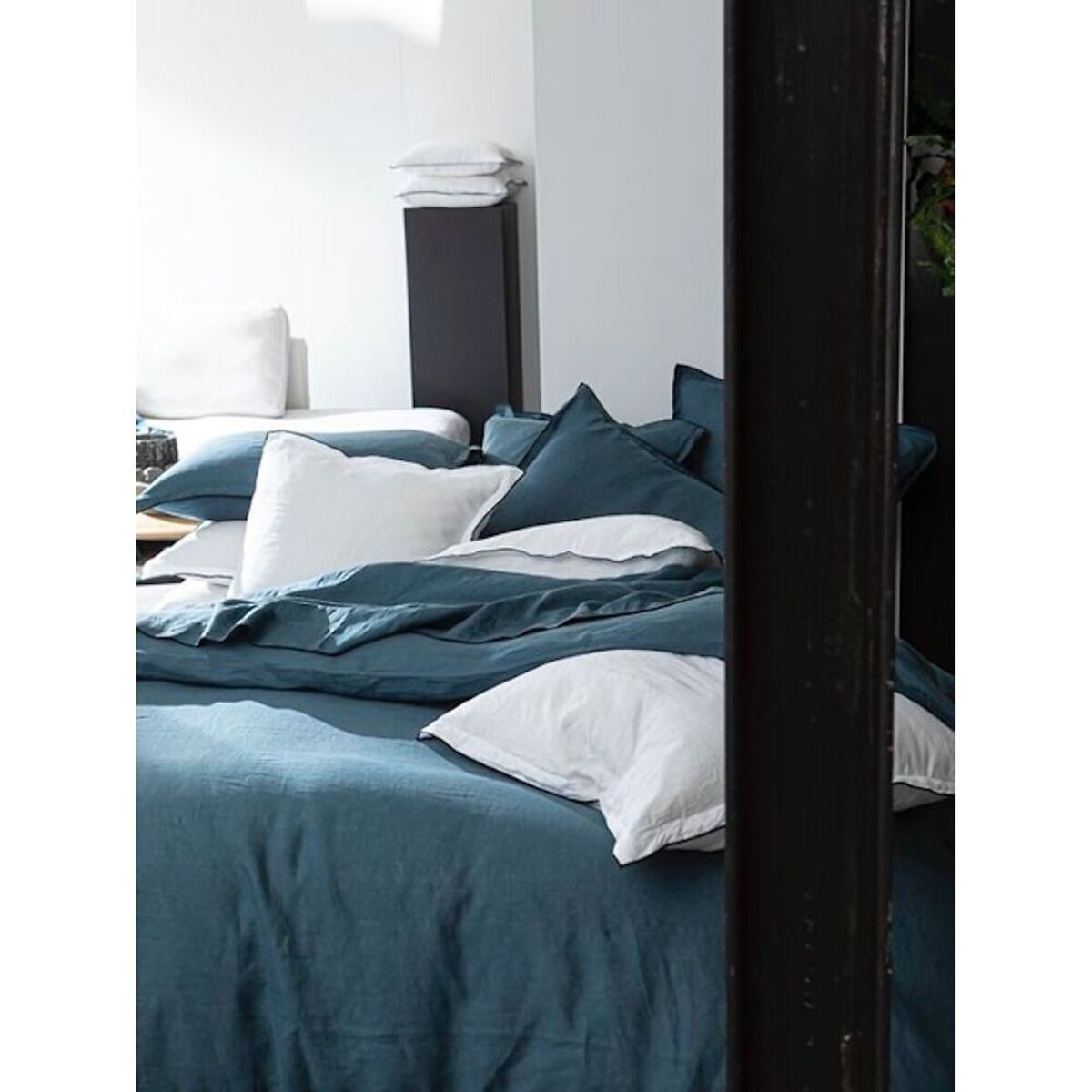 Housse De Coussin Lin LavÉ Bleu Emeraude