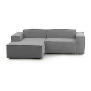 Divano fisso Nadia, Divano componibile a 2 posti con penisola sinistra, 100% Made in Italy, Sofà moderno in tessuto, Cm 220x170h70, Grigio