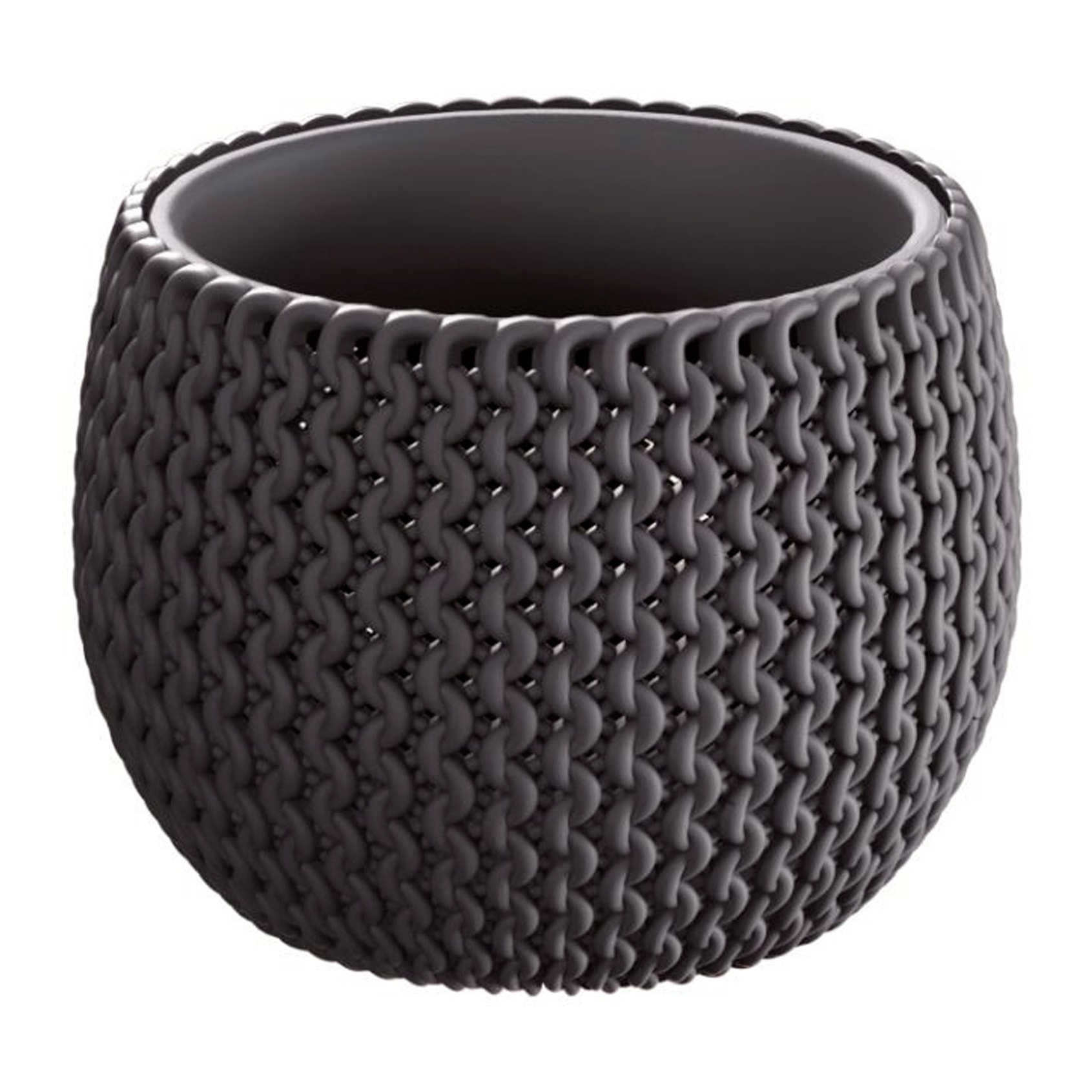 2x maceta redonda con deposito splofy bowl de plastico en color antracita 23,9 (largo) x 23,9 (ancho) x 16,1 (altura) cm