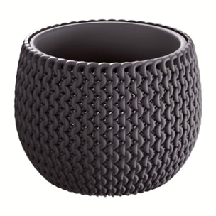 2x maceta redonda con deposito splofy bowl de plastico en color antracita 23,9 (largo) x 23,9 (ancho) x 16,1 (altura) cm