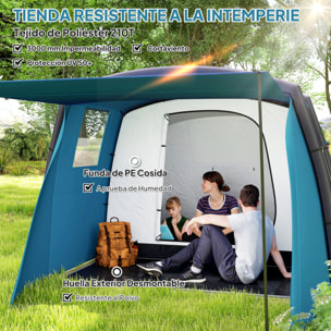 Tienda de Campaña Inflable Familiar Tipo Túnel para 3€“6 Personas Tienda de Campaña Glamping con Vestíbulo Ventanas de Malla y Bolsa de Transporte Protección UV 50+ Impermeable al Aire Libre