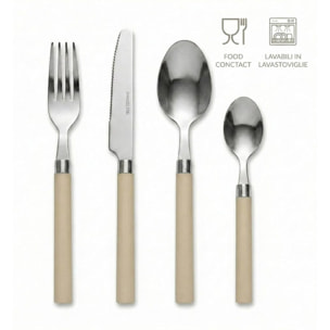 Set 24 Posate in Acciaio Inox 18/10, lavabile in lavastoviglie, design materico, Intrecci