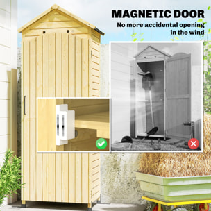 Armoire de jardin bois sur pieds H.213cm 2 étagères toit double pente métal