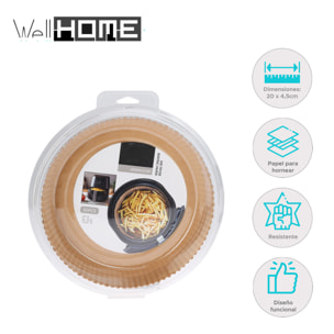 Juego de 50 papel para hornear airfryer con aceite de silicona - diámetro 20x4,5cm - peso 114g