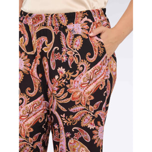 Fiorella Rubino - Pantaloni wide leg in jersey con stampa bandana - Nero