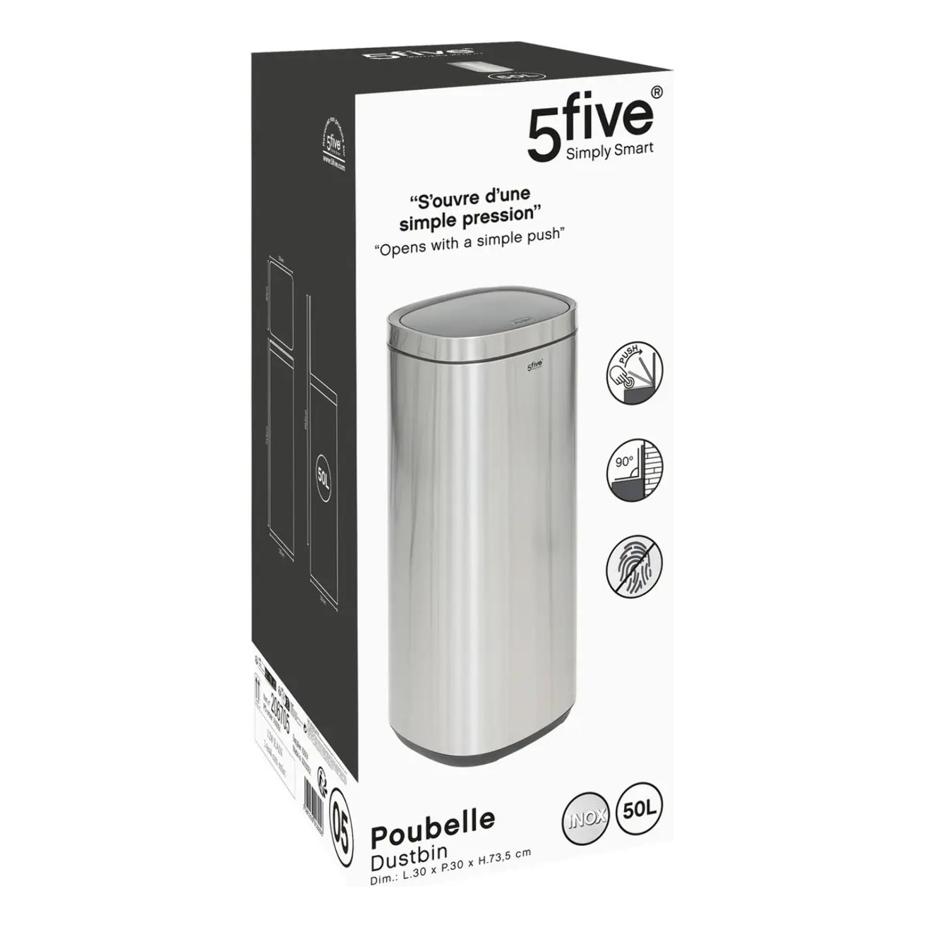 Poubelle en métal gris 50L