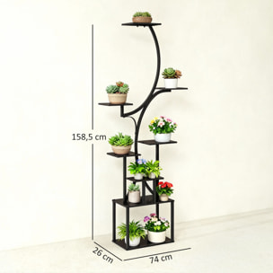 Étagère à fleurs en métal à 8 niveaux noir