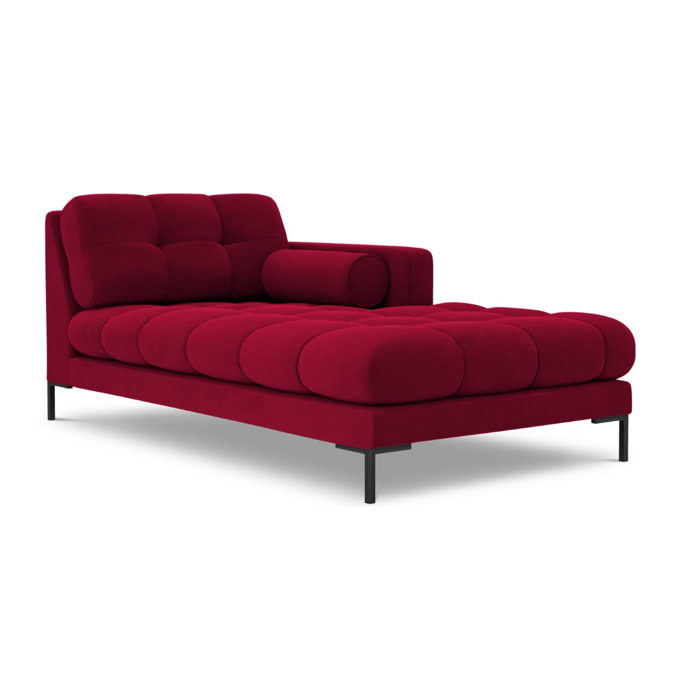 Méridienne droite "Bali" en velours rouge