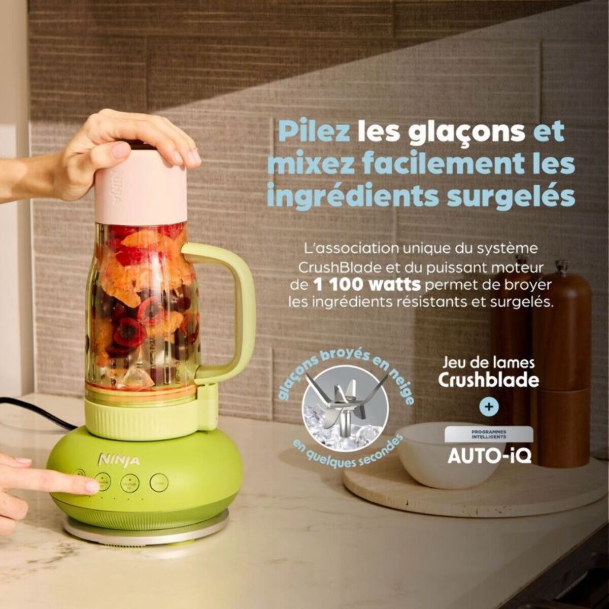 Blender NINJA BlendBoss bleu DB351 portable sans fil, 0,8 L