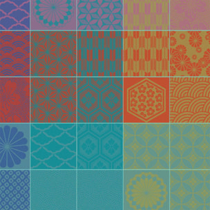 Serviette pur coton motif jacquard orange violet Mille hana floralies