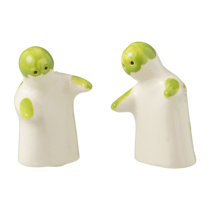 J-Line salière + poivrière Granada - céramique - blanc/vert