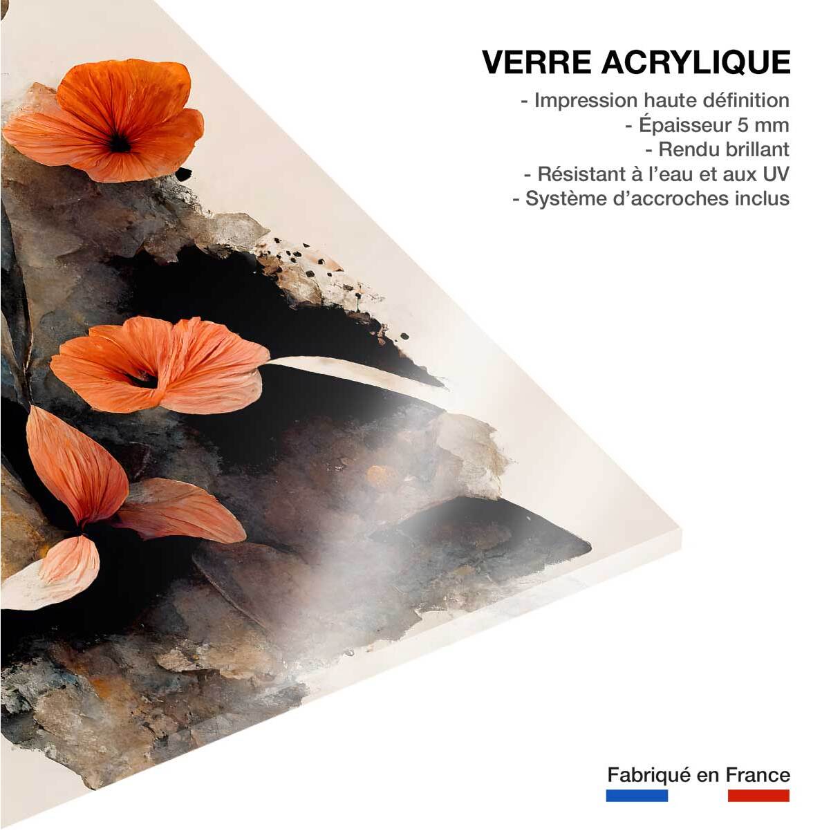 Tableau nature morte fleur corail  Tableau plexiglas