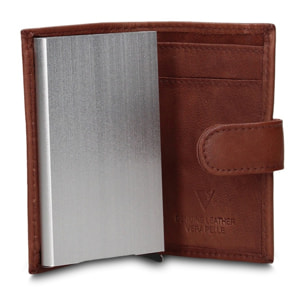 Portafoglio uomo in vera pelle - Modello Bastian Pro - Casual - 6.5 x 10.5 x 2.0 cm