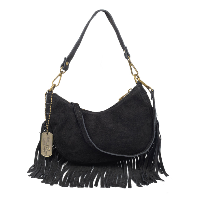 Ausonia borsa a tracolla in vera pelle scamosciata.