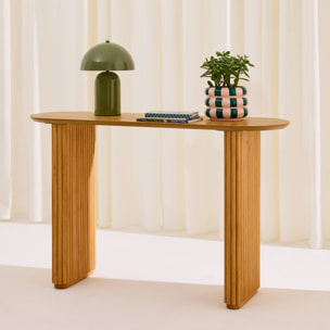 Console ovale bois d'hévéa placage chêne GABRIELLE