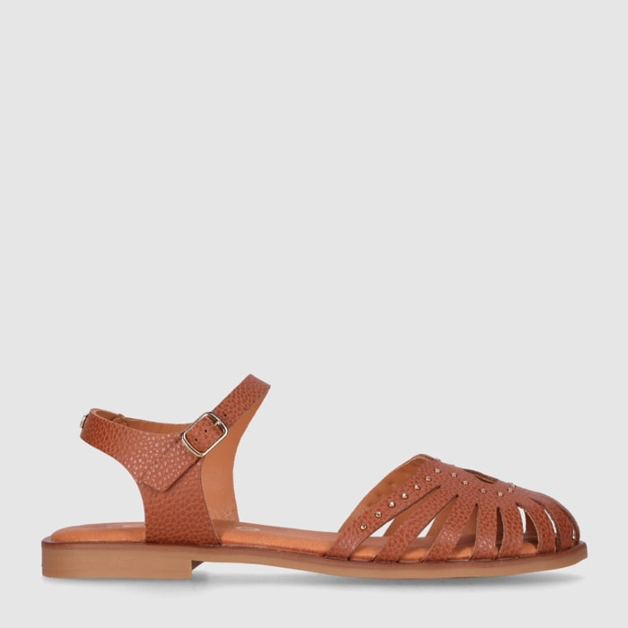 Sandalias de Piel - Cuero - Tacón: Bajo