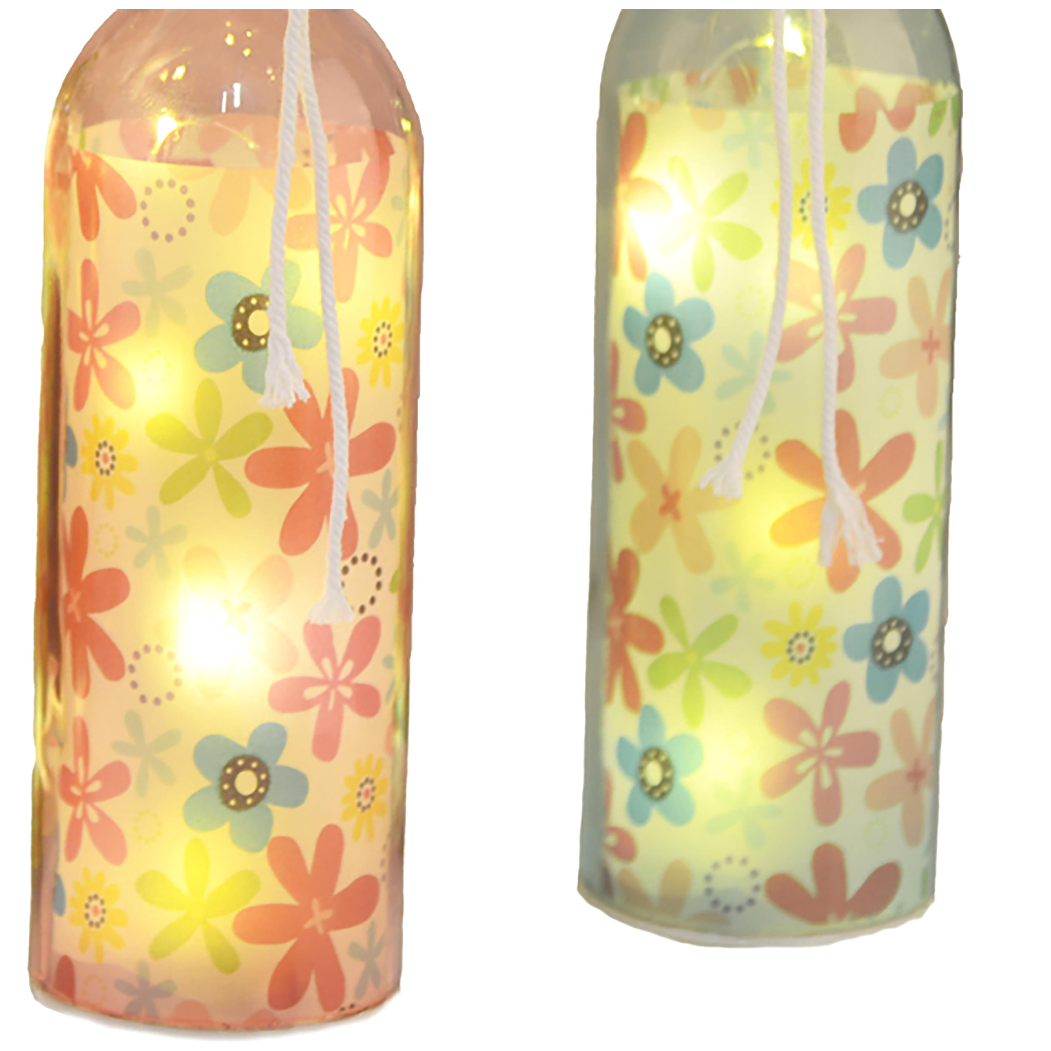 Bottiglia Con Luci A Stella 29 Cm - Pezzi 3 - 7,3X29X7,3cm - Colore: Incolore - Bianchi Dino - Oggettistica Con Luci