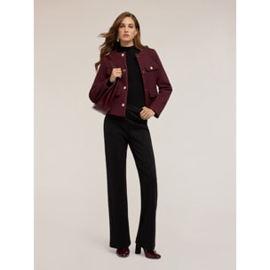 Motivi - Pantalones acampanados con estampado de ojales - Negro