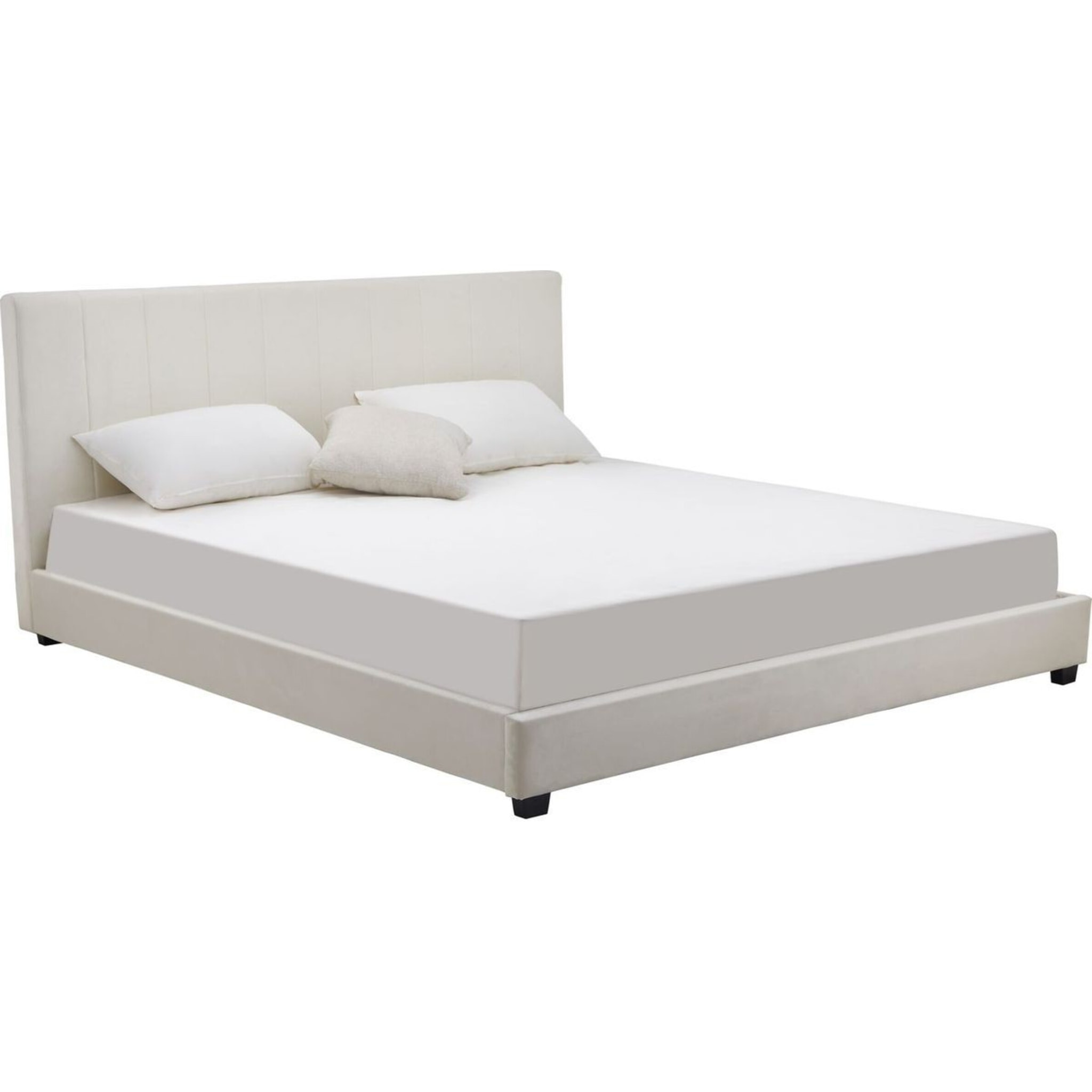 Lit avec tête de lit en velours - WILLIAM