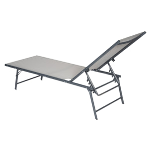 Lot de 2 bains de soleil pliants SICILIA en textilène gris - structure anthracite