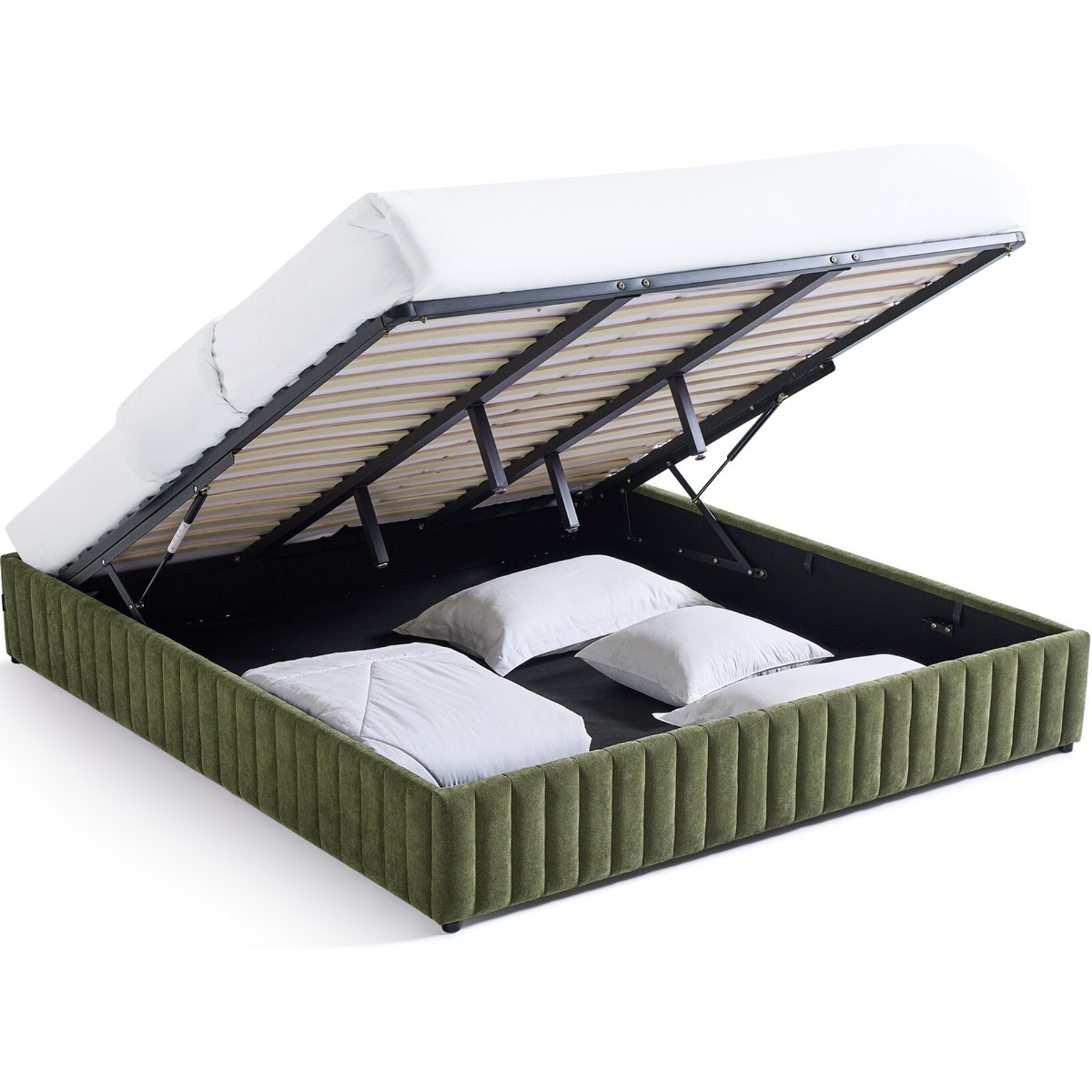 Lit coffre adulte en tissu chenille - BALTO