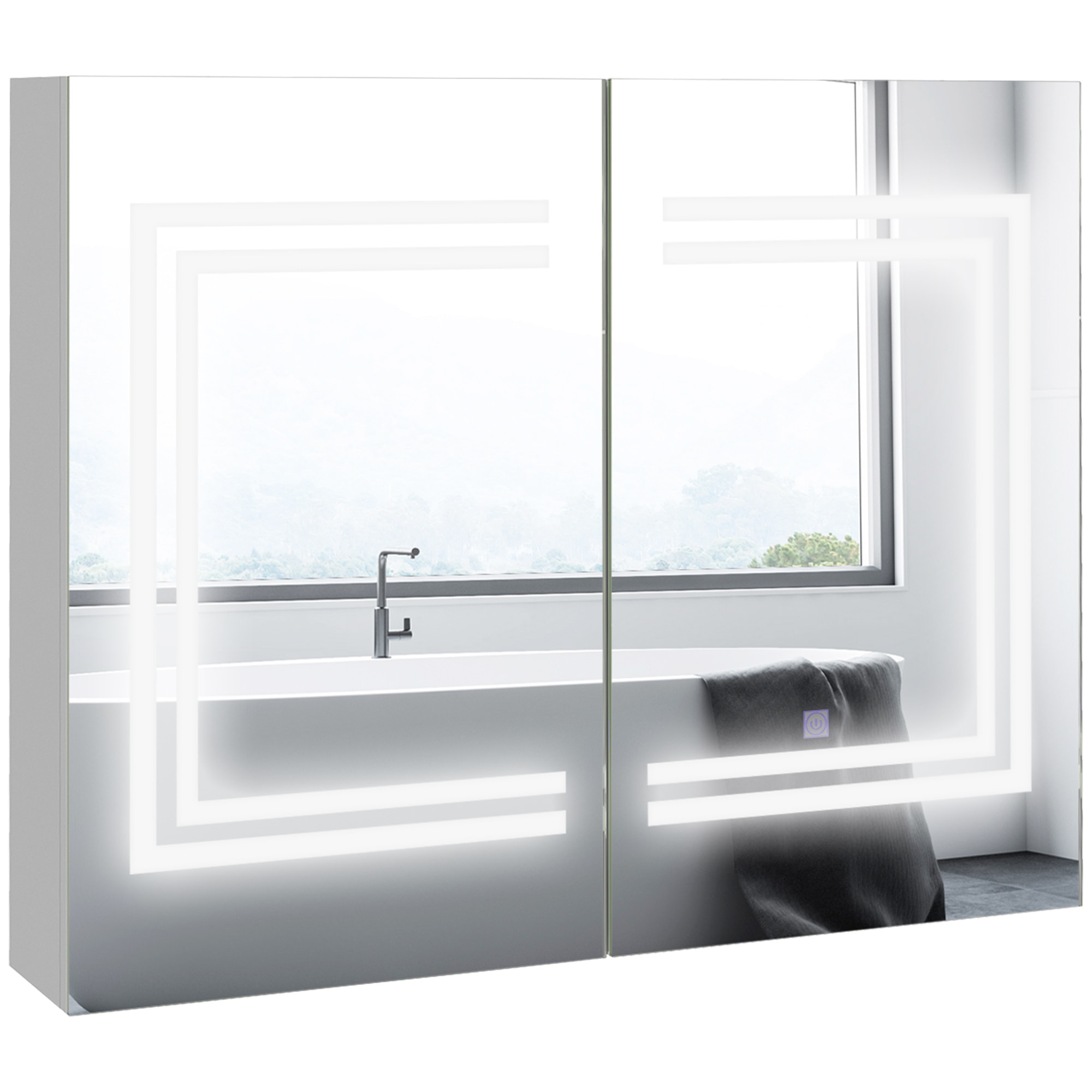 Armario de Baño con Espejo y Luz LED Mueble de Baño Colgante con 2 Puertas Estantes Ajustables Interruptor Táctil y Color de Luz Ajustable 80x15x65 cm Blanco Brillante