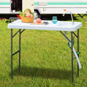 Mesa Plegable de Picnic con Fregadero y Grifo para Camping 114,5x59x94,5cm