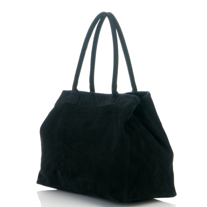 Borse Donna colore Nero-in pelle Made in Italy 41 x 28 x 7cm