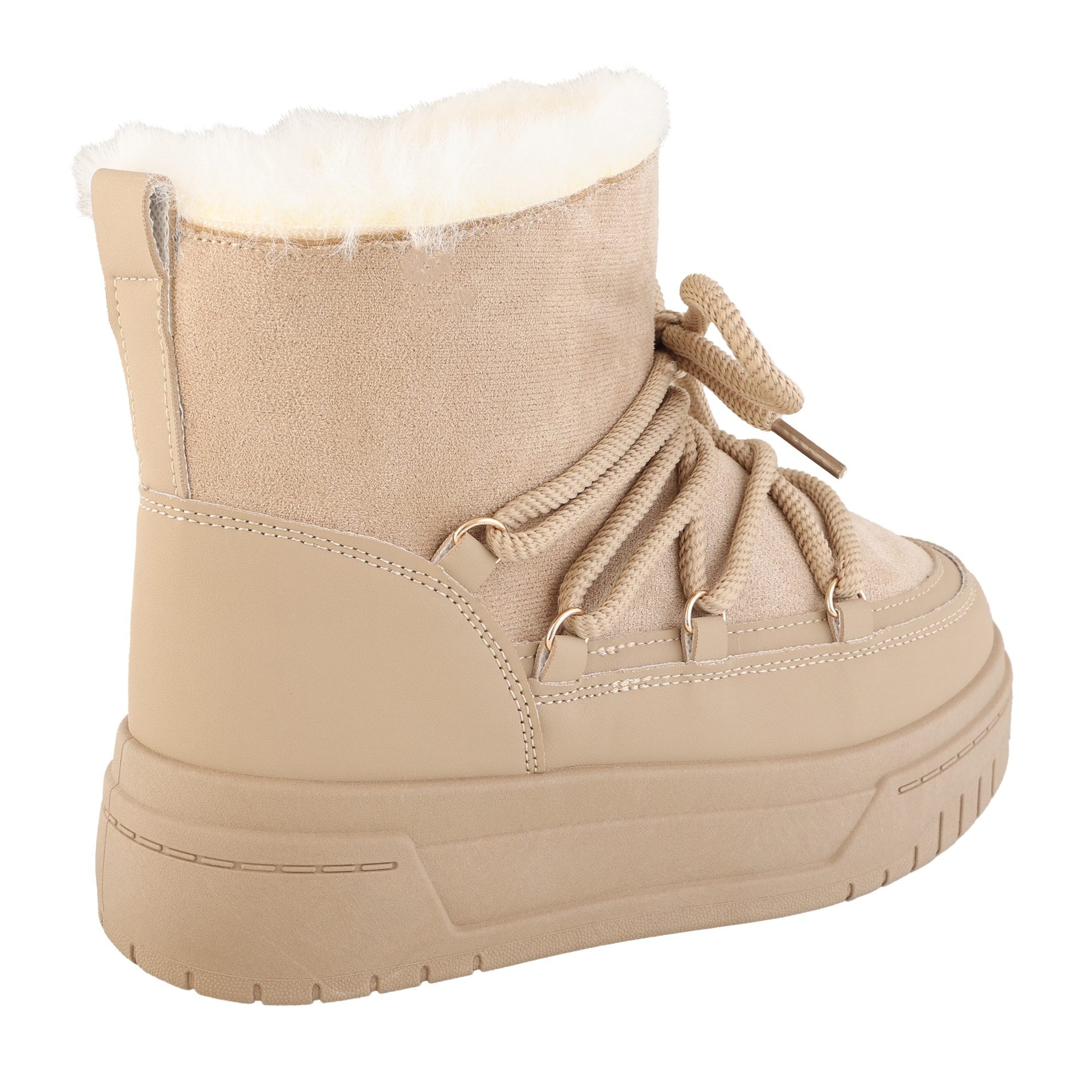 Stivaletti in simil camoscio imbottiti con stringhe