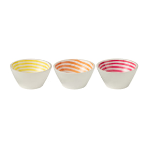J-Line bol Spirale - bois - rose/orange/jaune - medium - 3 pièces