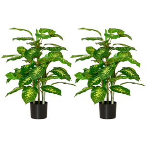 Juego de 2 Plantas Artificiales de 95 cm Árboles Artificiales con Maceta Plantas Sintéticas para Decoración Hogar Salón Oficina Verde