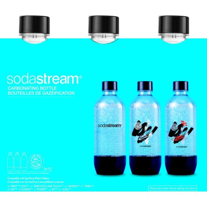 Bouteille SODASTREAM Pack 3 bouteilles bulles de couleurs