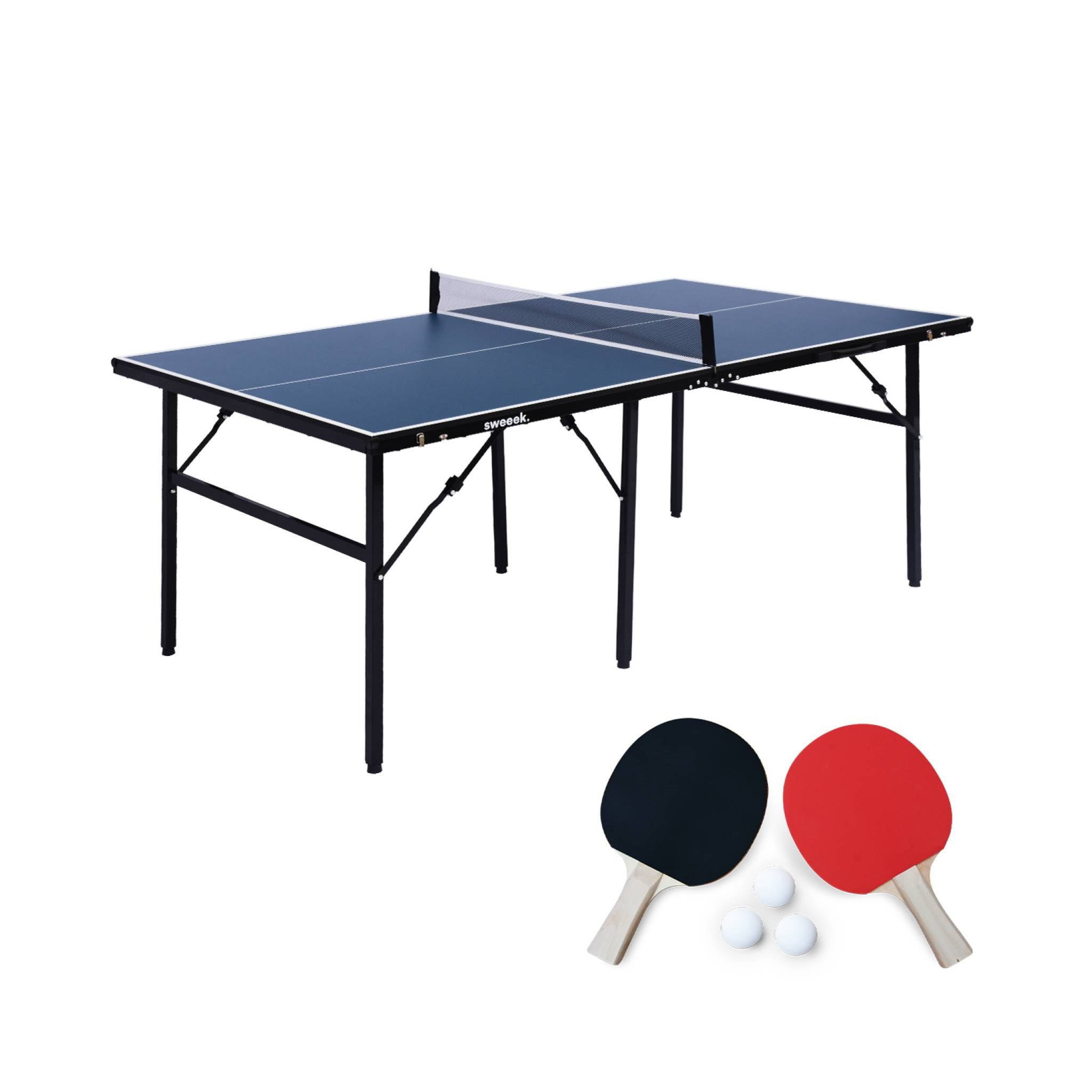 Table de ping pong d'intérieur médium avec 2 raquettes et 3 balles  TABLE DE PING PONG MEDIUM PLIABLE