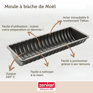 Moule à bûche de Noël 32 x 12,5 cm Zenker Black Metallic