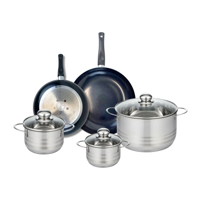 Ensemble de 2 Poêles de cuisson 24 et 28 cm et 3 faitouts 14, 16 et 24 cm Elo Prima Brillant