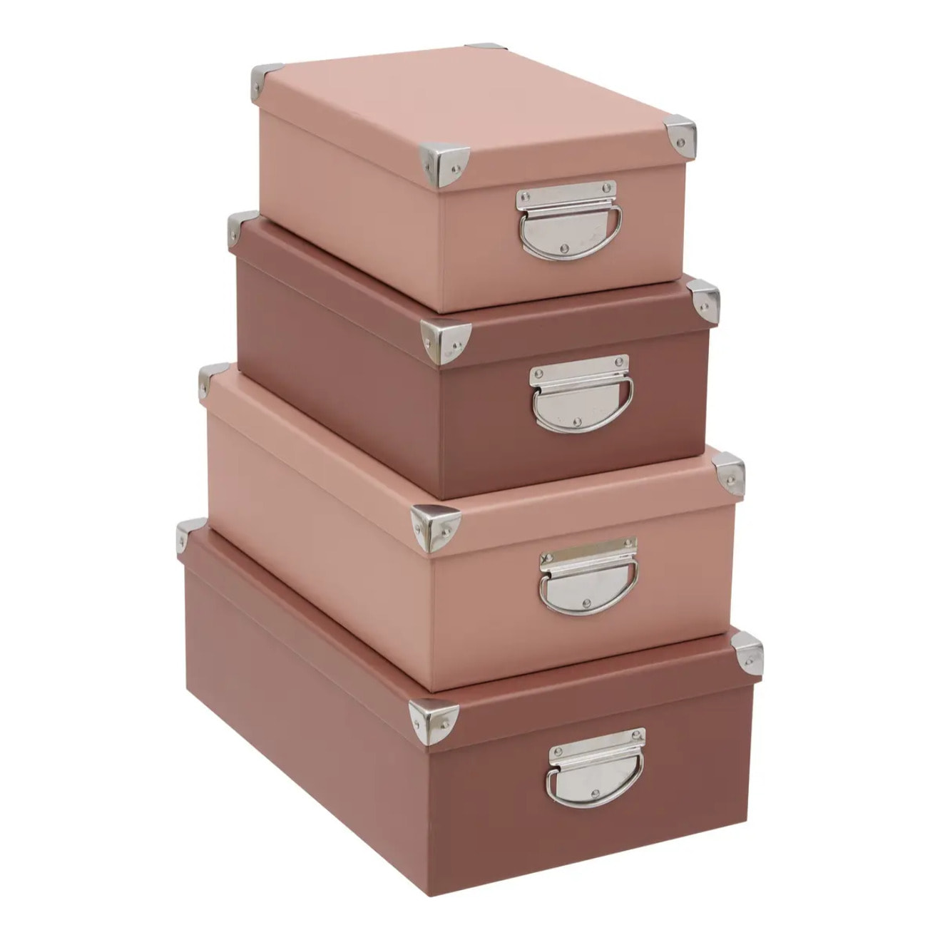 Lot de 4 boîtes unies Box' rectangulaires rose