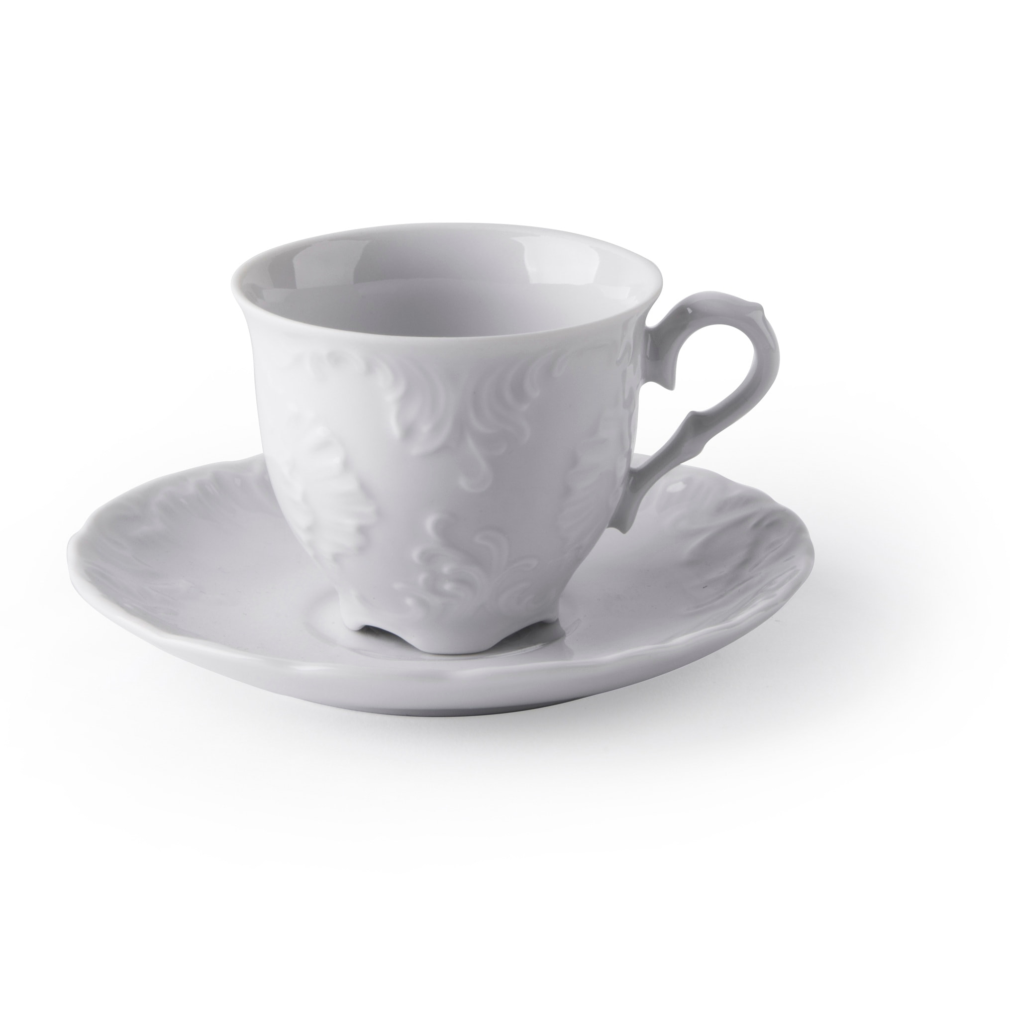 Set de 6 Tasses à Café avec Soucoupe Excelsa – Elisa Rococo’, Porcelaine Blanche