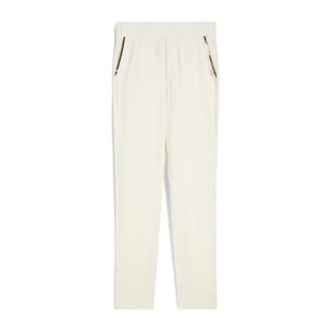 Pantaloni donna in jersey stretch con dettagli tropical