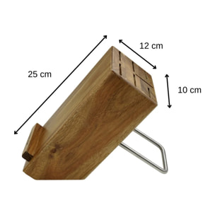 Bloc pour 7 couteaux avec support pour tablettes Nirosta