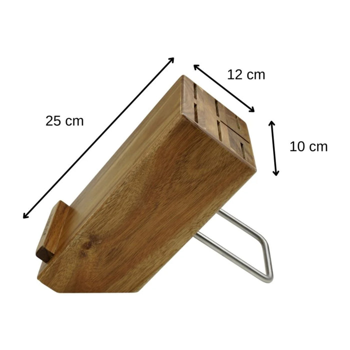 Bloc pour 7 couteaux avec support pour tablettes Nirosta