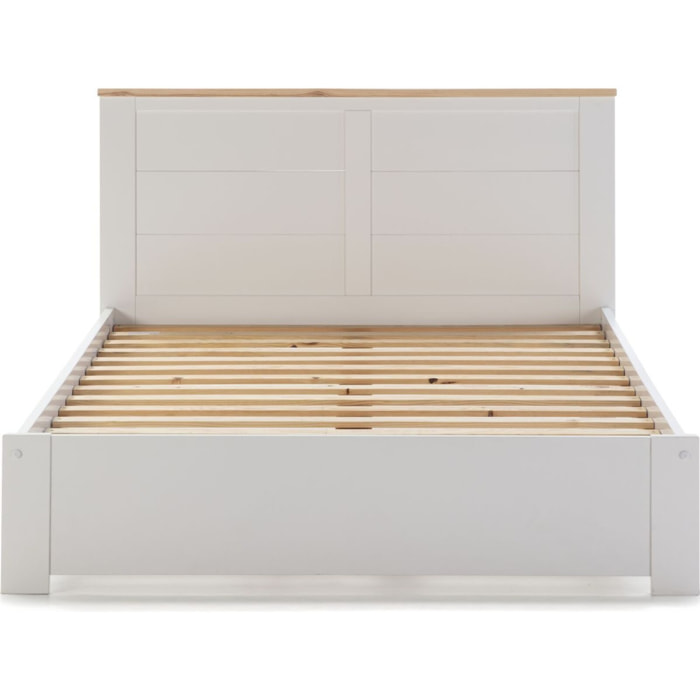 Lit adulte avec tête de lit en bois - NEVEA